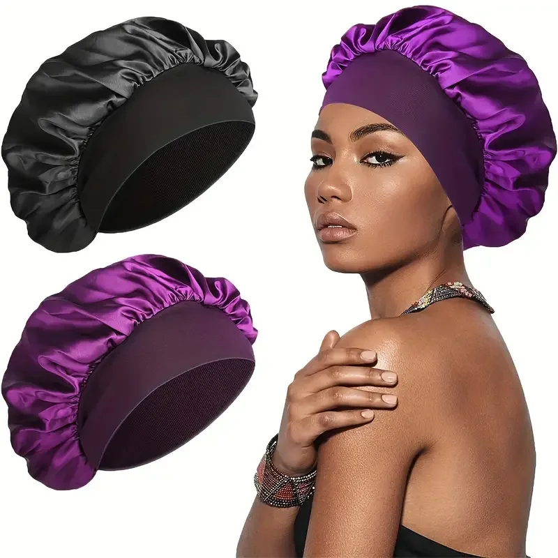 

Soft Cap Satin Solid Color Sleep Cap Silk Sleep Hair Care Cap Hair Band Elastic Soft Band Hair Band Tool For Women/Men