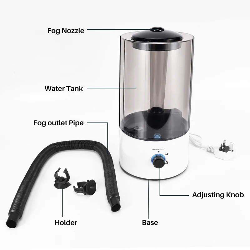 

Увлажнитель тумана для амфибий и рептилий, 4 л, со шлангом, регулируемый увлажнитель для террариума, рептилий, аксессуары для увлажнителя, британская вилка-A51M