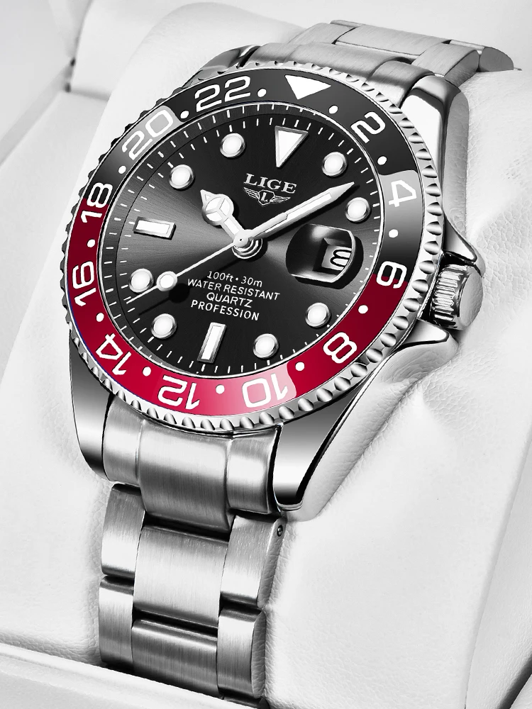 LIGE Top-Marke Mode Herrenuhr Business Luxus Quarz-Armbanduhren Leuchtend Wasserdicht Stahl Sportuhren Herren Geschenke Reloj