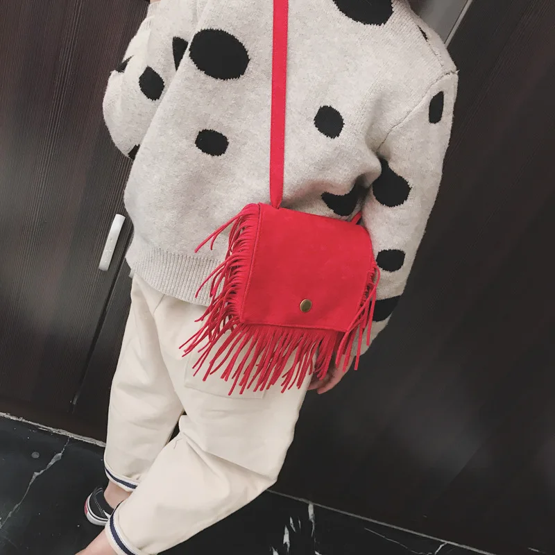 2022 new children\'s bag fashion tassel shoulder bag Korean mini cross-body bag fashion boys and girls baby purse