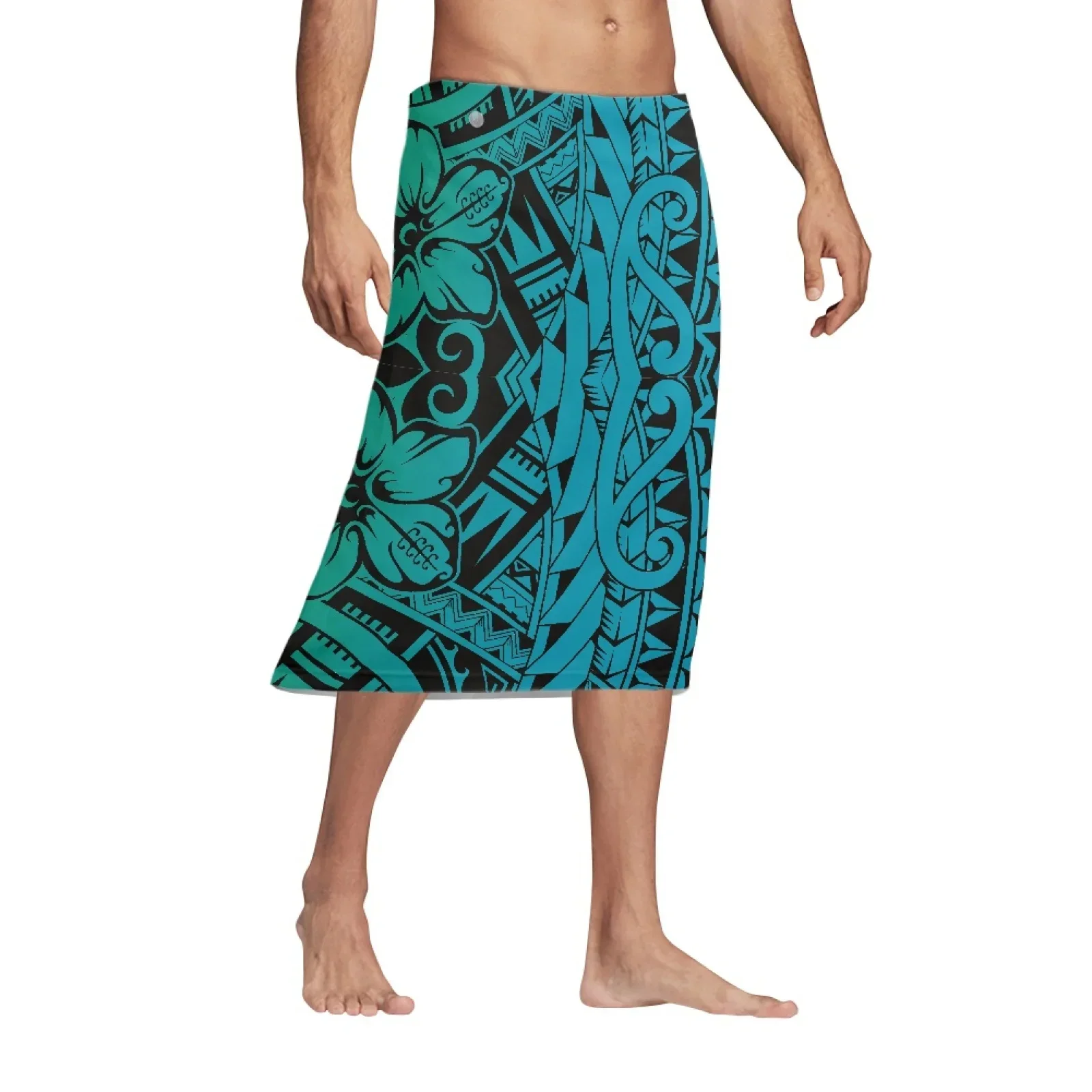 Polynesian Tribal Pohnpei Totem Tattoo Prints New Summer Men Indoor Loose Home Short Skirt Men Casual Vintage Leaf Print Slim