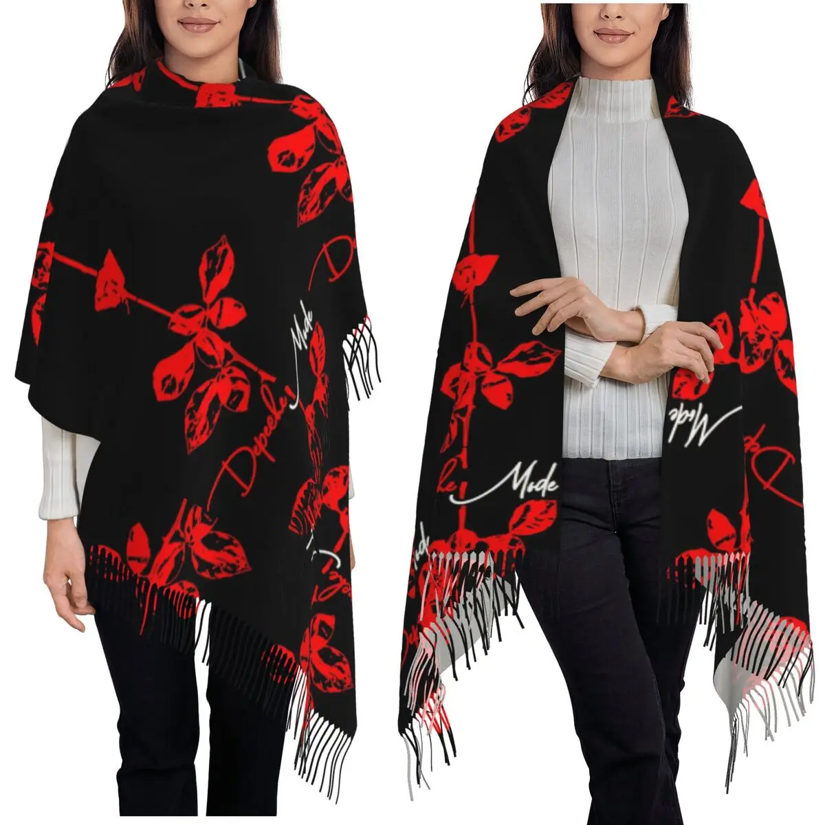 Depeche Cool Mode Music Violator Scarf Tassel Scarves for Women Soft Warm Shawls and Wraps Long Fall Winter Shawl Wrap