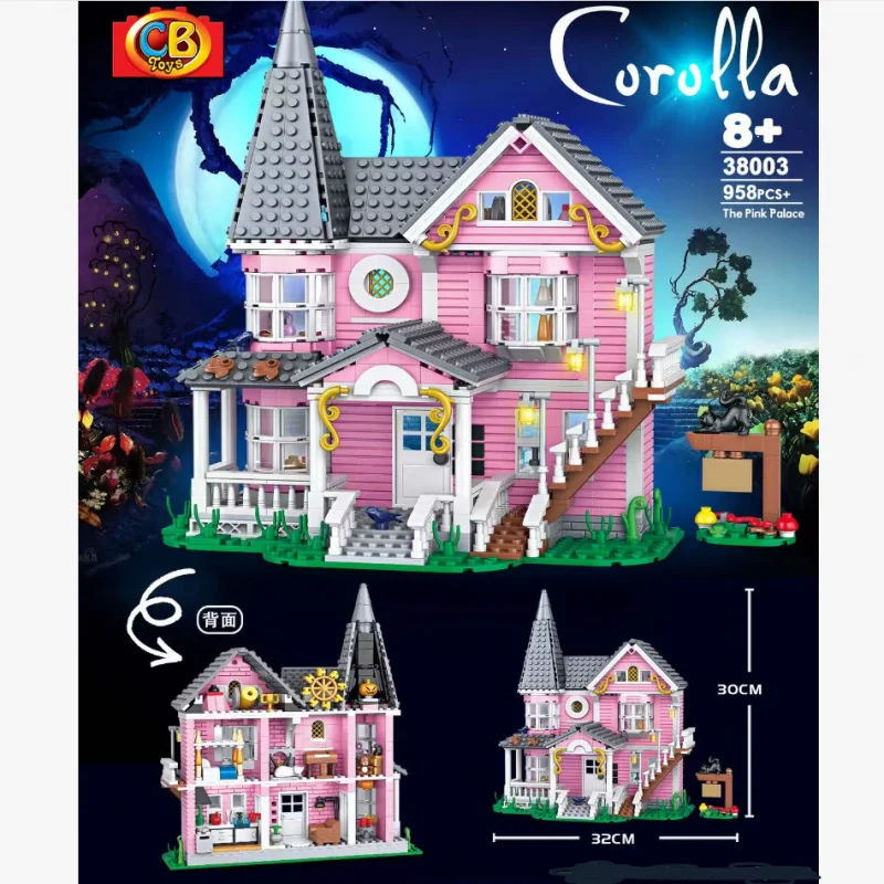 

Ghost Mom Pink Palace House Building Set Halloween Haunted House Building Blocks compatible with Lego, Christmas birthday gift