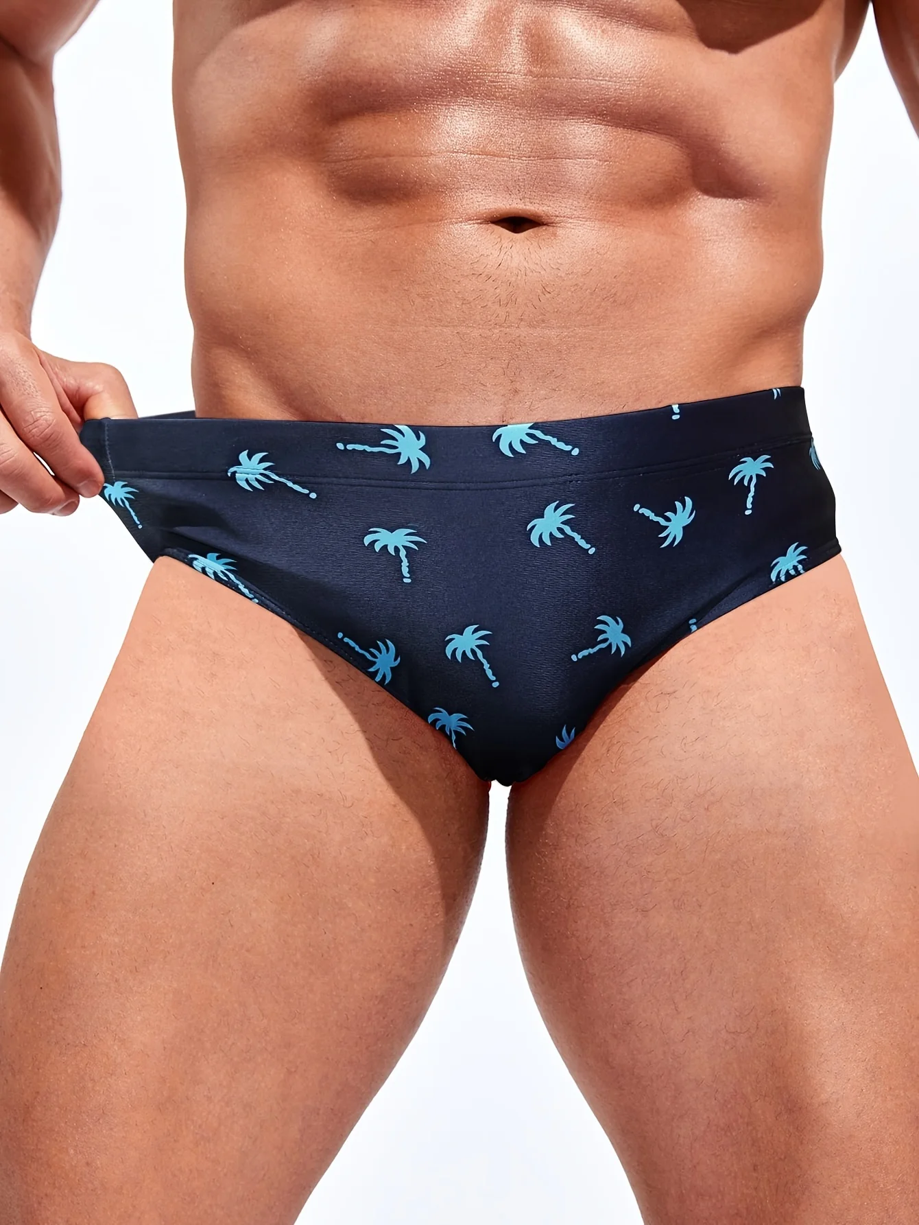 Men\'s patterned drawstring triangle underwear, men\'s swimwear, summer beach swimming shorts