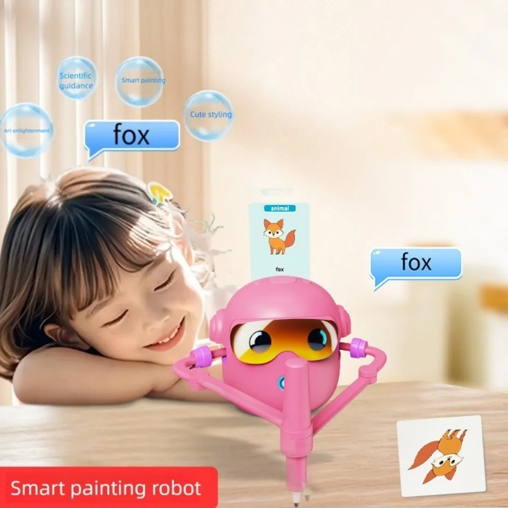 Robot de dessin interactif avec 100 cartes de mots et 14 stylos de couleur, jouet éducatif, Robot de peinture magique