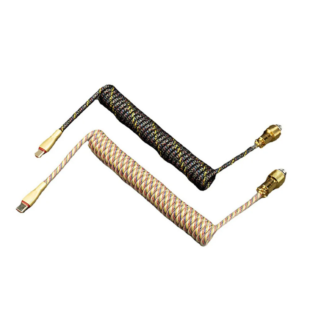 USB الربيع كابل ثقب دائري التوصيل النحاس الأساسية لعبة توصيل كابل نوع-C واجهة كابل لوحة المفاتيح الميكانيكية