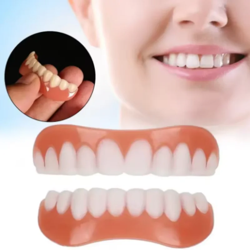 Silicone False Teeth Upper Lower Veneers Perfect Laugh Veneers Dentures Paste Fake Teeth Braces Comfortable Teeth