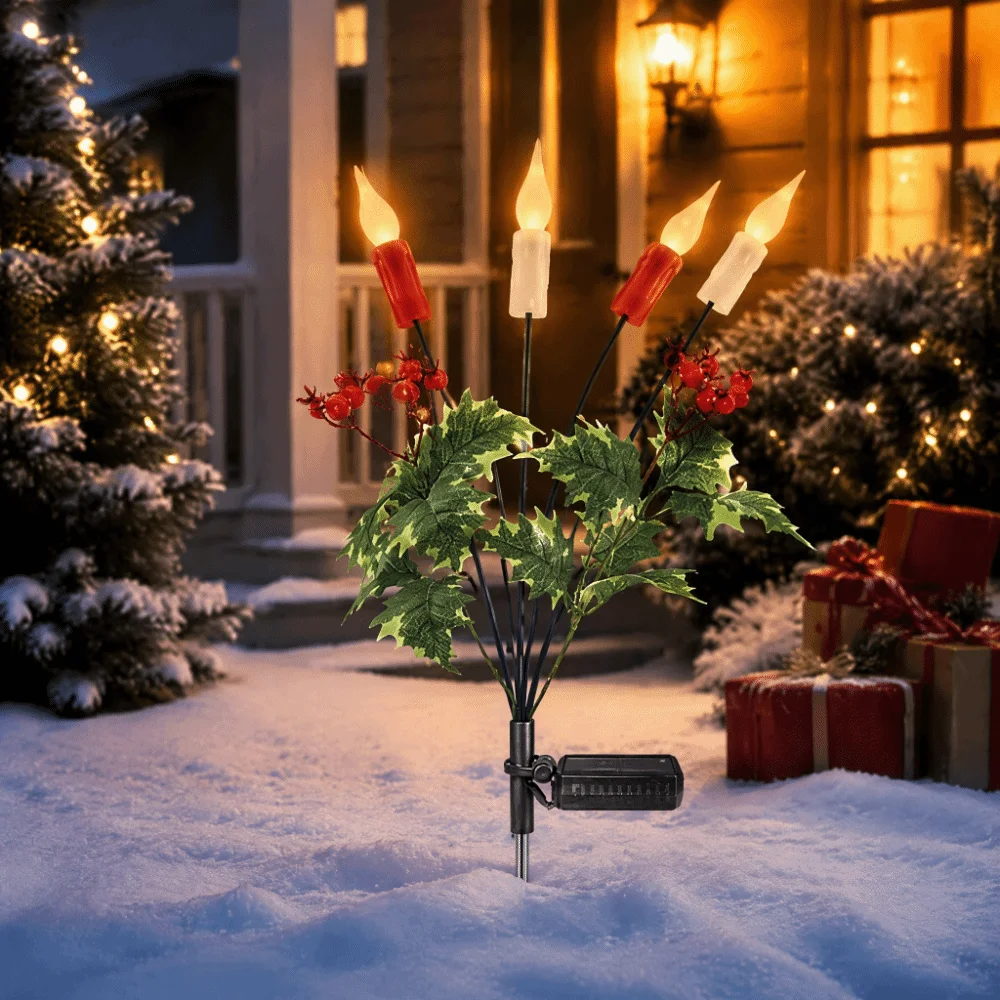 Waterproof Solar Candle Lamp LED Stake Light Solar Powered LED Light Candle Design Weather Resistant Outdoor Decorative Light