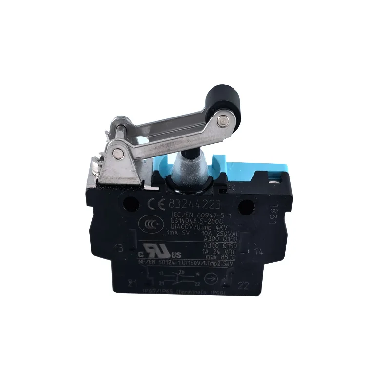 Microswitch Positive break, Dual-current 83244223,Snap action,Changeover - SPDT,IP67,Screw with clamp terminals,with Rolle  leve