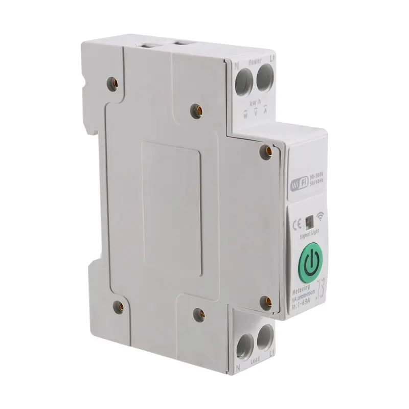 B04C-Overload Protection TUYA Wifi Smart Switch Energy Meter 63A 1P+ N Kwh Metering Monitoring Circuit Breaker Timer Relay MCB
