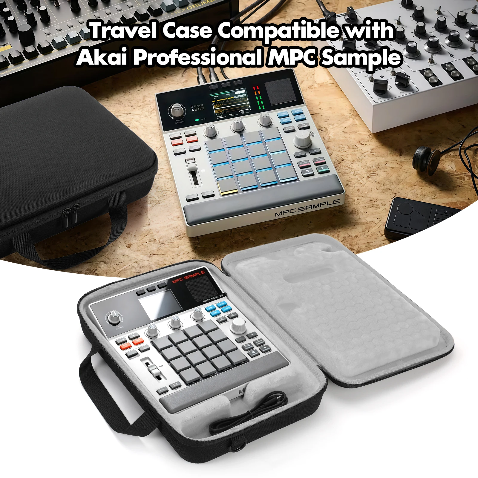 Hard Shell Portable Speakers Case Compatible with Akai Professional MPC Sample Portable Groovebox Audio Sampler Bag with Handle