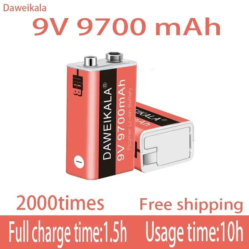 New 9V 9700mAh li-ion Rechargeable battery Micro USB Batteries 9 v lithium for Multimeter Microphone Toy Remote Control KTV use