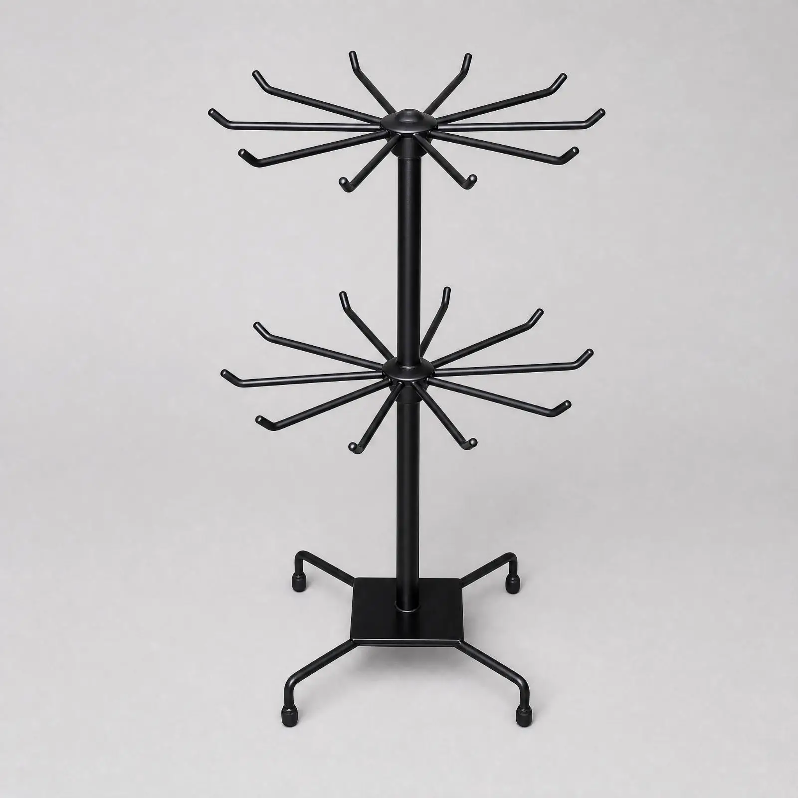 Spinning Display Stand Rack Metal Two Tier Rotating Organizer with Hooks for Hanging Small Accessories Jewelry Scarves Gloves
