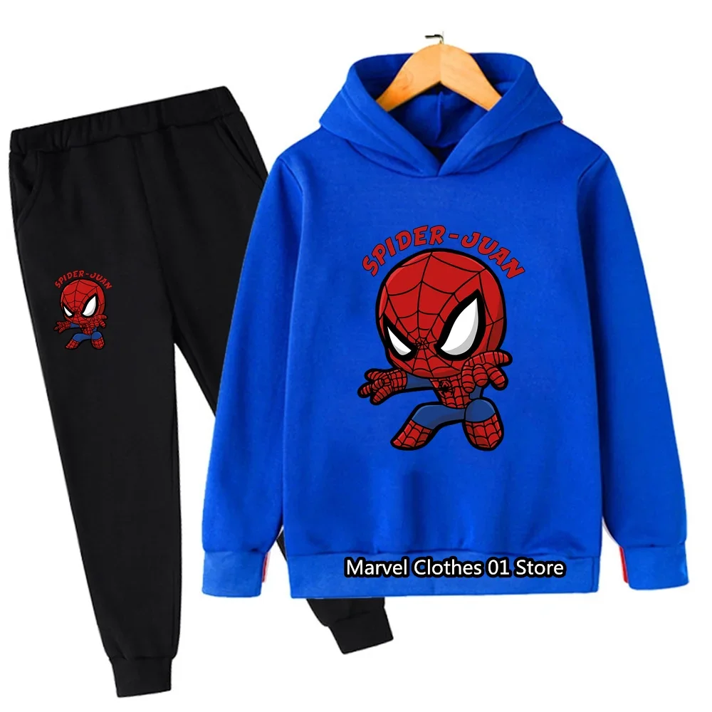 Ragazzi ragazze vestiti Spiderman felpa con cappuccio Set bambini 2 pezzi primavera autunno bambino ragazze cartone animato con cappuccio +