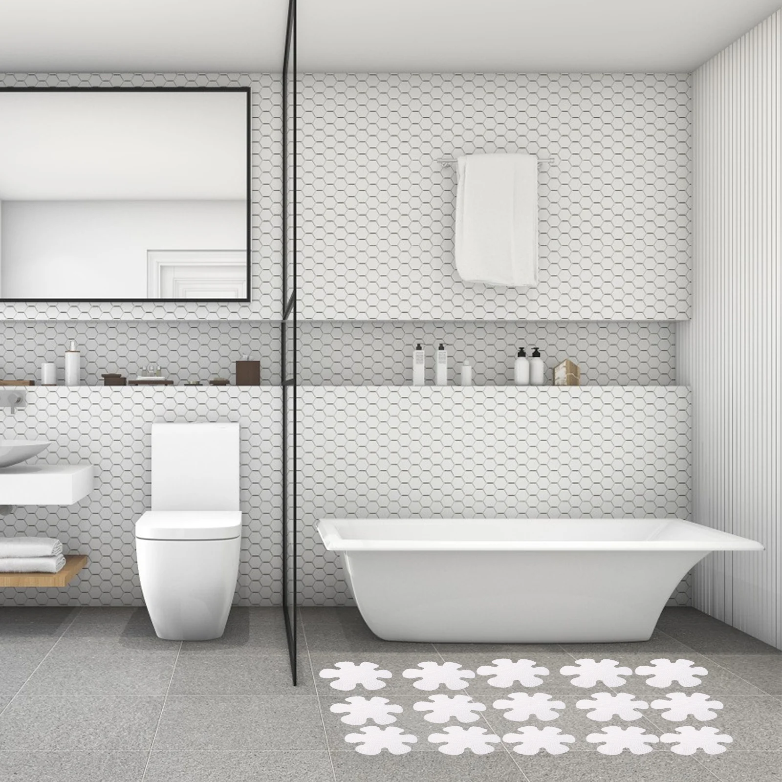 20 pezzi adesivi per vasca da bagno a forma di fiore adesivi antiscivolo adesivi per pavimento doccia decalcomanie bagno impermeabile antiscivolo di sicurezza
