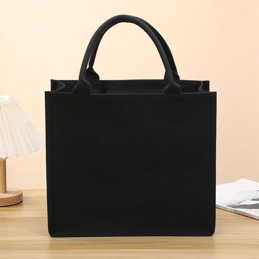 

Простые однотонные утолщенные мужские сумки, черная сумка большой вместимости, многоразовая открытая подарочная сумка для покупок