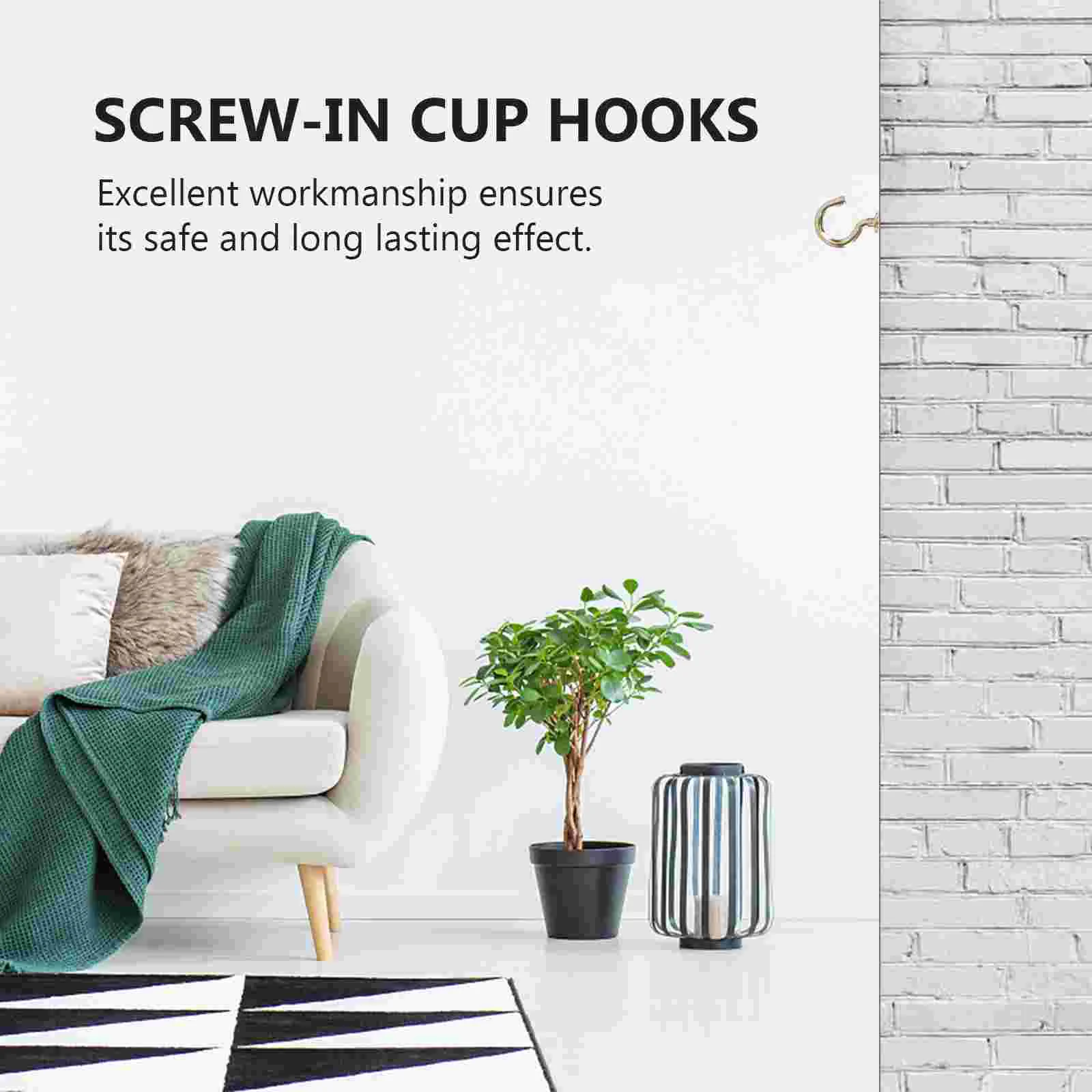 20 Pcs Copper Plated Ceiling Hooks Screw-in Cup Metal Wall Mounted Clothes Rack