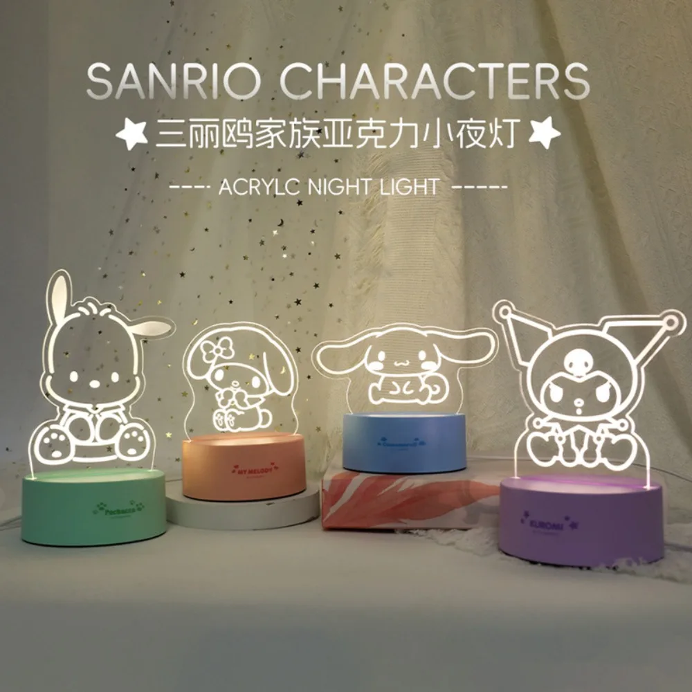 Sanrio Kuromi My Melody Cinnamoroll Pochacco Model Ornament Girl's Favorite Birthday Gift USB Cute Nightlight Desktop Ornament