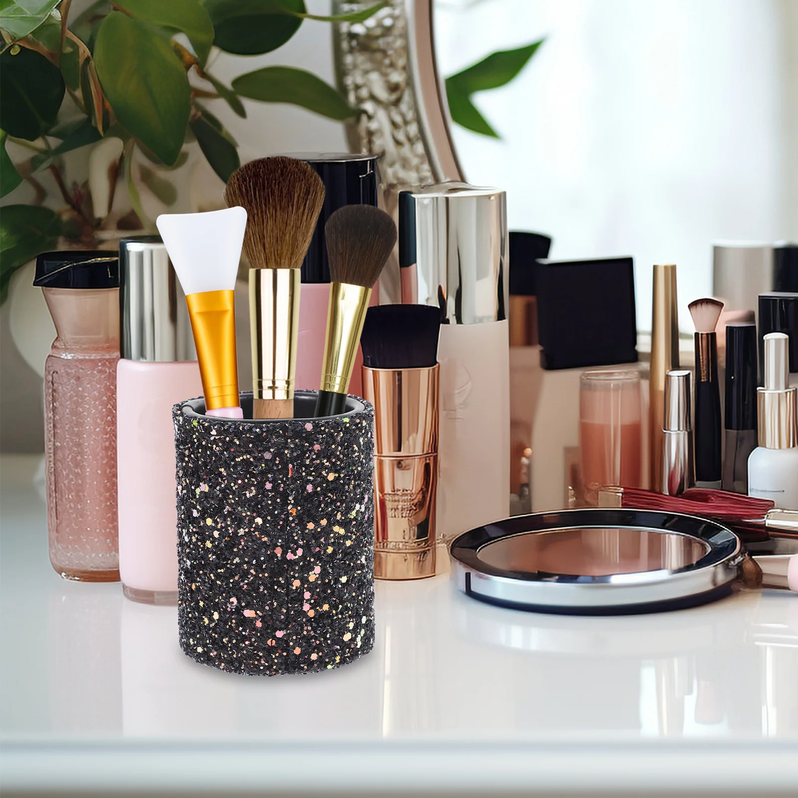 Porte-pinceaux de maquillage décoratif, étui de rangement compact et robuste pour outils portables, utilisation sur la coiffeuse de la salle de bain, porte-pinceaux de maquillage