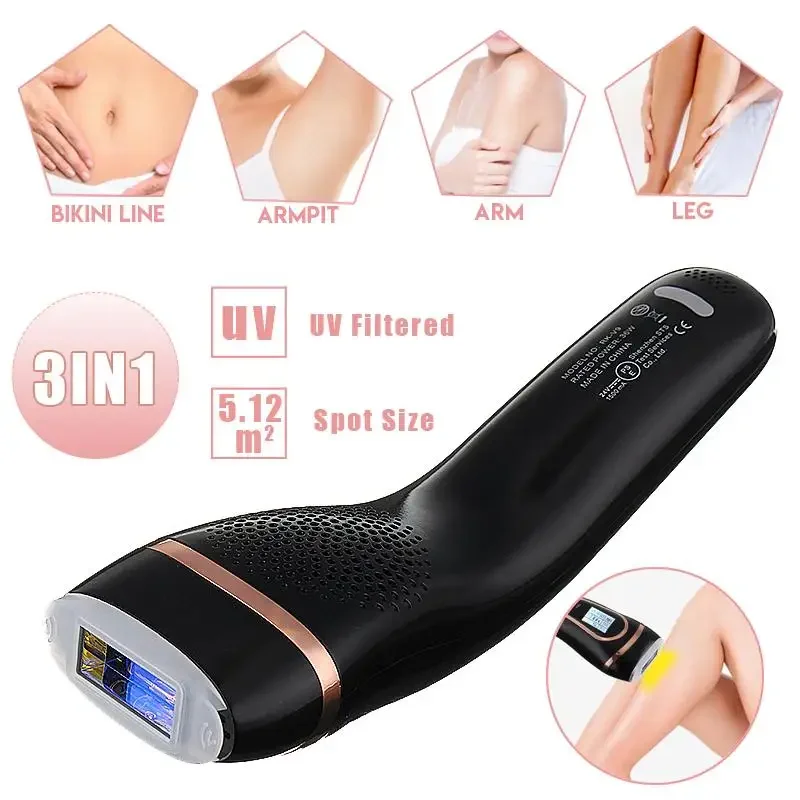 Depiladora láser IPL 3 en 1, máquina de depilación permanente para cara, cuerpo, axila, rejuvenecimiento de la piel, recortadora de Bikini