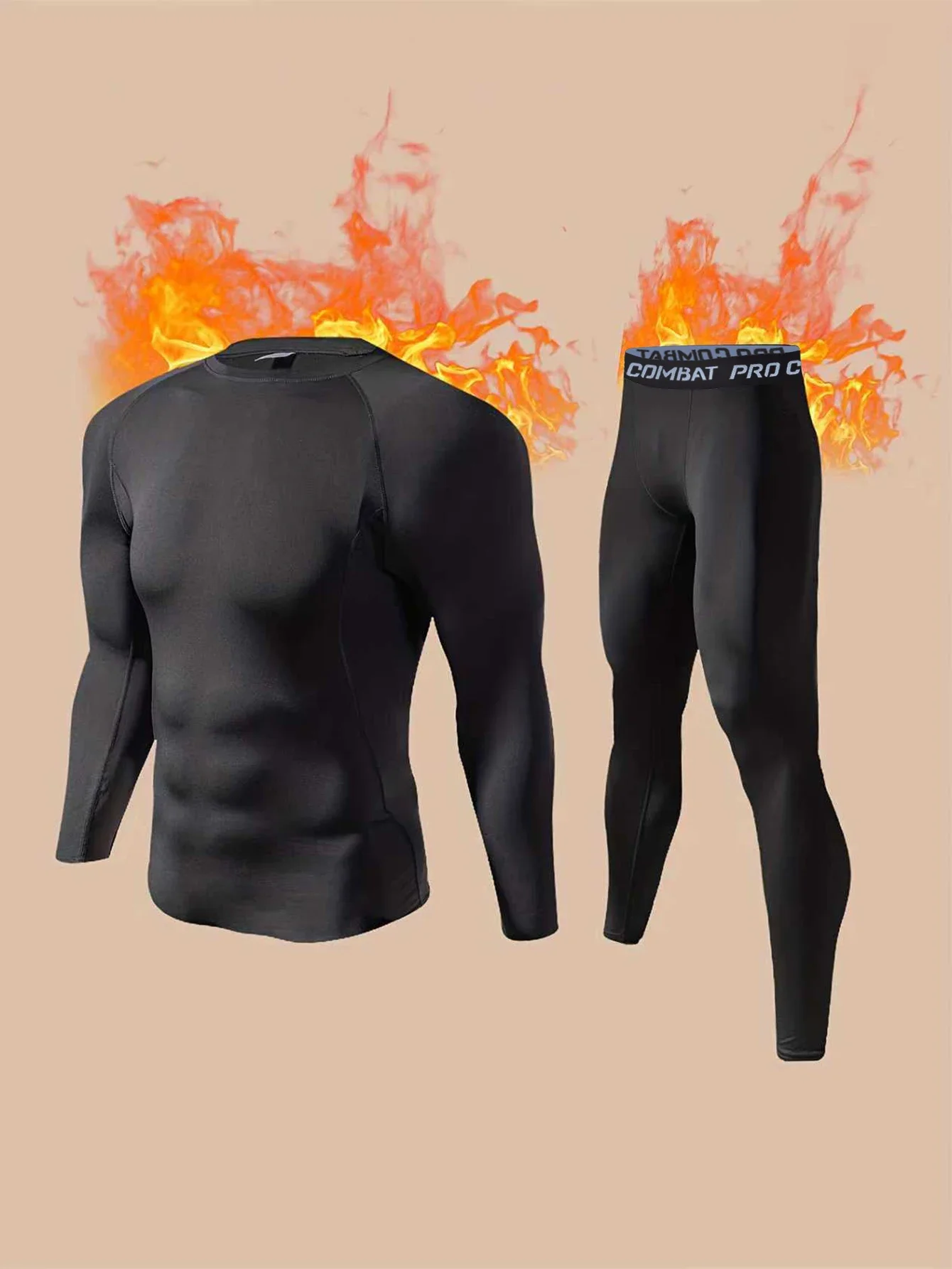 Men's warm suit elastic quick-drying basketball gym running training fitness suit moisture-wicking, sweat-wicking and breathable