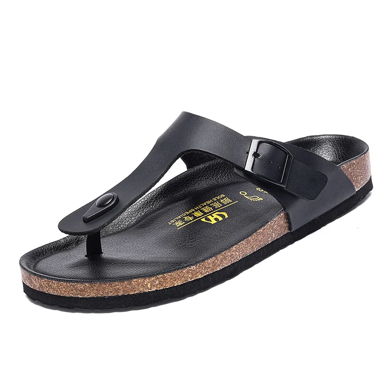 New Leather Men Sandals Men's Flip flops Women Slippers Outdoor Beach Casual Shoes Zapatos Hombre Durable Non-Slip Luxury Shoes - Detail 1