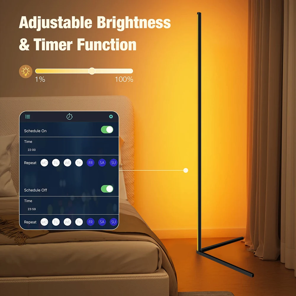 Soggiorno dimmerabile 140cm RGB lampada da terra ad angolo WIFI Smart LED Mood Light Art Home Decor illuminazione da terra atmosferica