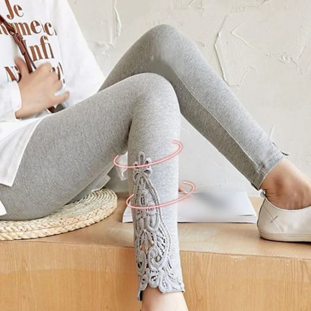 Fashionable Lace High Waisted Tight Fitting For Versatile Leggings And Pants Fitness Pant Ankle Length Trousers