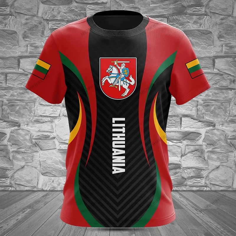 Custom Name Summer Casual Lithuania Flag Gradient Color Graphic T-shirts Men's Fashion Jersey Loose Oversized Short Sleeve Tops - view 5
