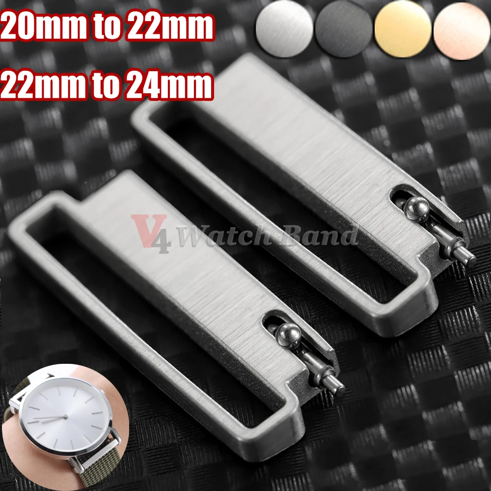 1 Paar Uhrenadapter 20mm auf 22mm 22mm auf 24mm Schnellverschluss Edelstahl Milanaise Nylon Uhrenarmband Metalladapter Zubehör
