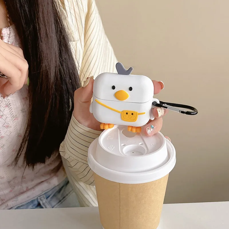 Headphone Case for Samsung Galaxy Buds 3/Buds 3 Pro,Cute Creative Duck Dinosaur Soft Silicone Shockproof Eeabuds Cover with Hook