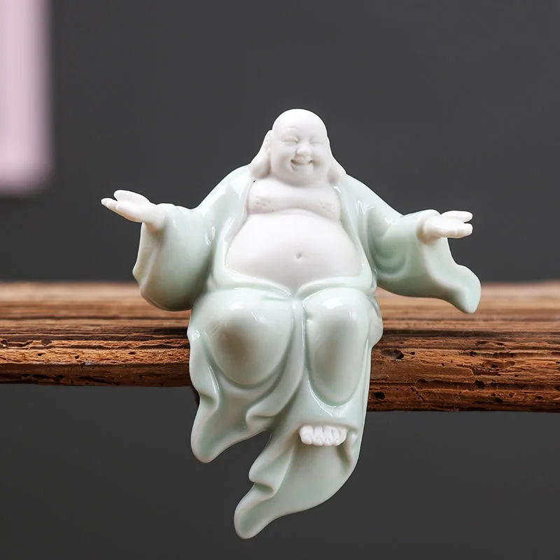 

PINNY Ceramics Laughing Buddha Statue Monk Esculturas Estatuetas Home Decoration Accessories Modern