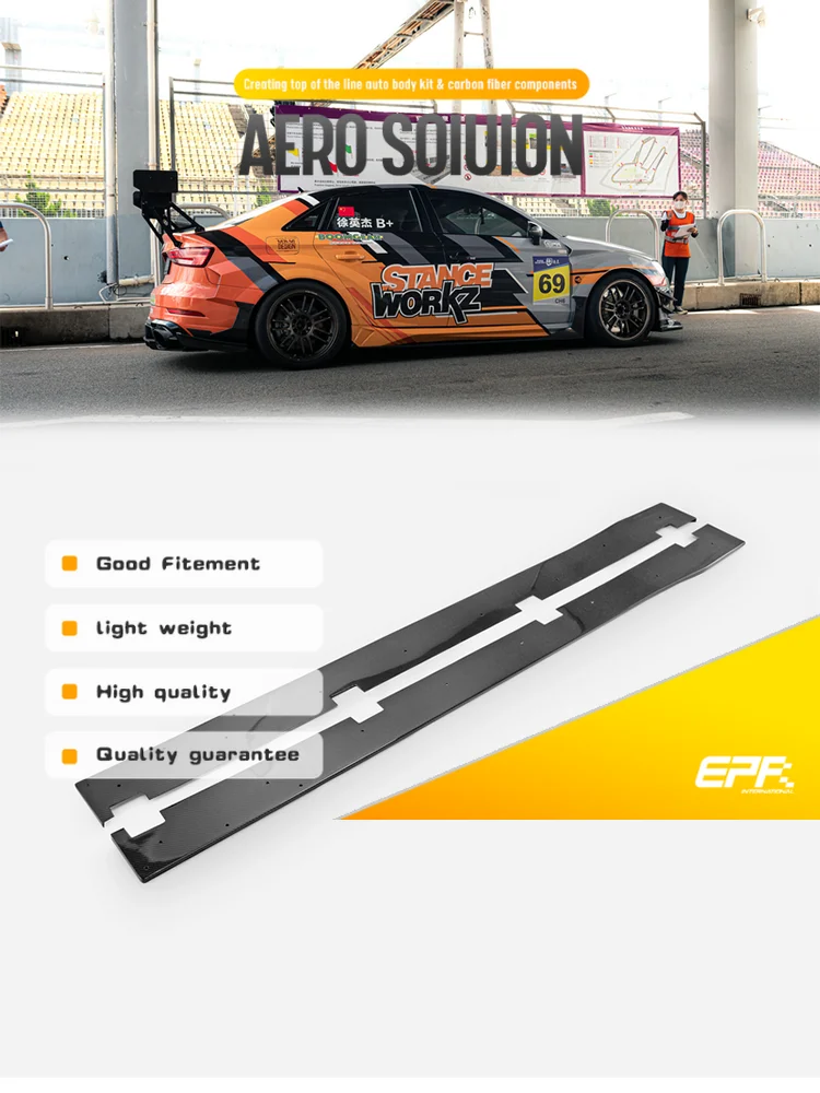 For Audi RS3 S3 8V Side Skirt Extension - Stanceworkz Spec-LM Design - Perfect Fit for 8V Models
