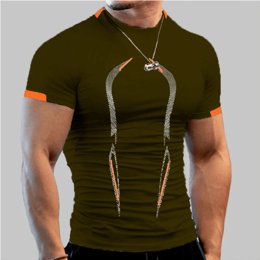 New Summer Sportswear Gym Breathable T Shirt Men Quick Drying Jogging T-Shirt Men Training Tees Fitness Tops Running T-shirt