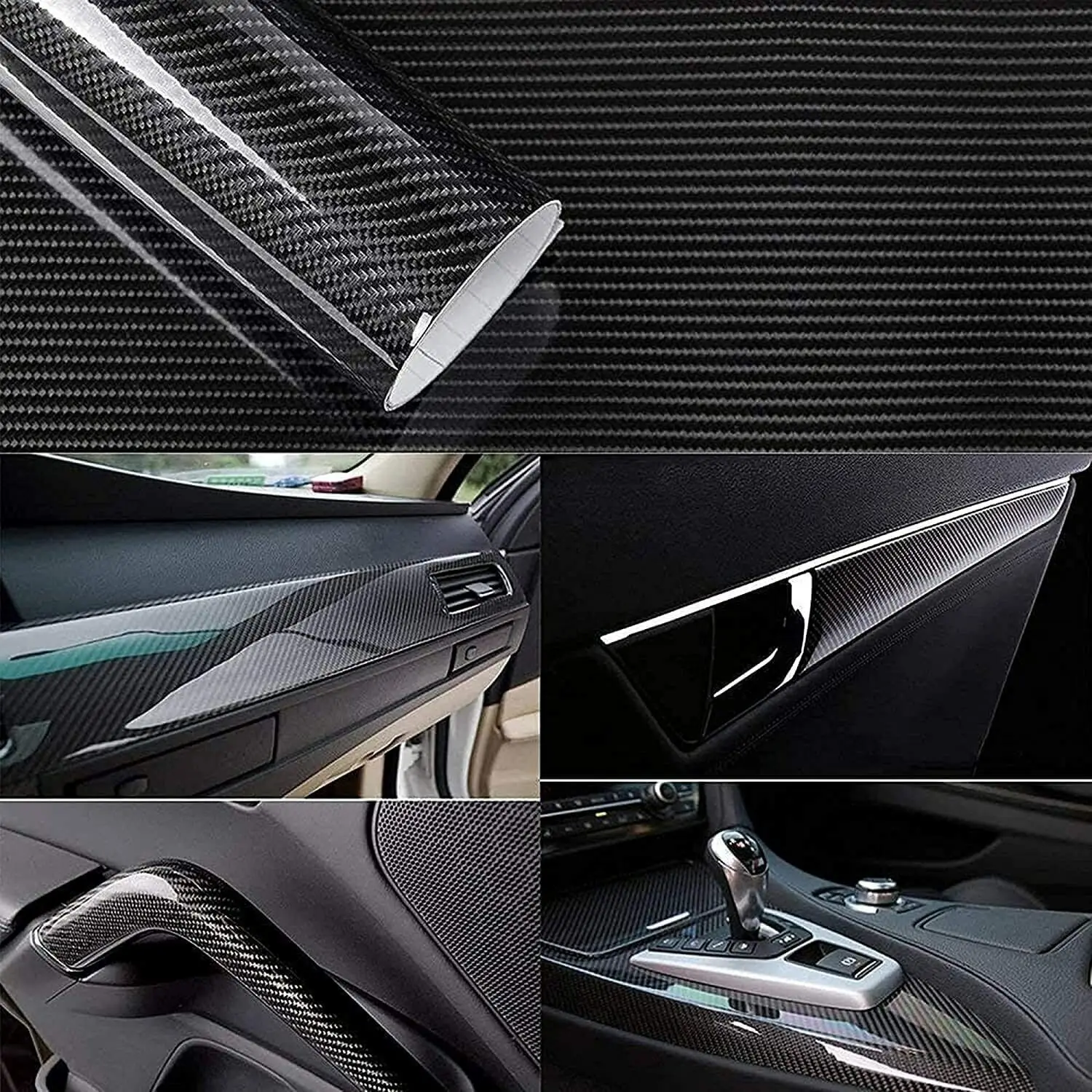 3/6D Super Gloss Carbon Fiber Vinyl Film Wrap Bubble Free Air Release