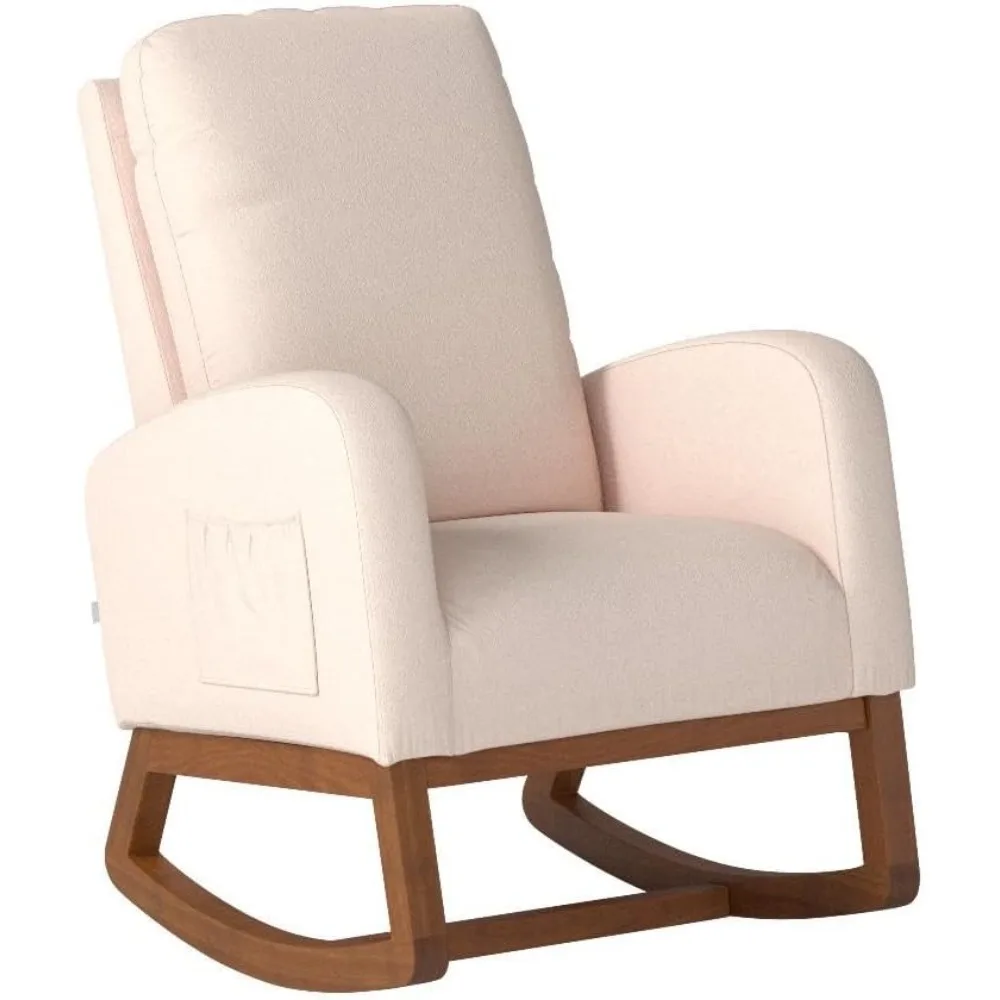 كرسي هزاز، كرسي هزاز على الطراز الحديث لمنتصف القرن لغرفة الأطفال، كرسي هزاز مزخرف عالي الظهر