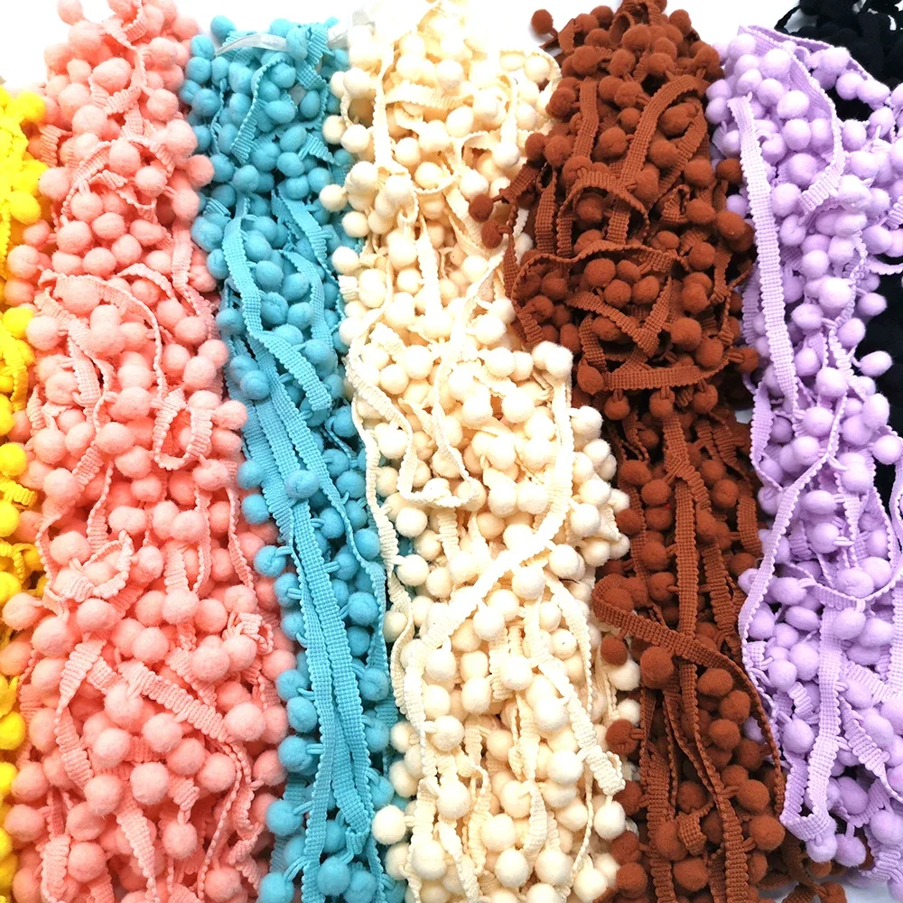 1-5yard Pom pom Fringe Lace Ribbon Pompom Trim Ball Fabric DIY Sewing Tassel Lace Kintted Fabric Handmade DIY Craft Accessorie