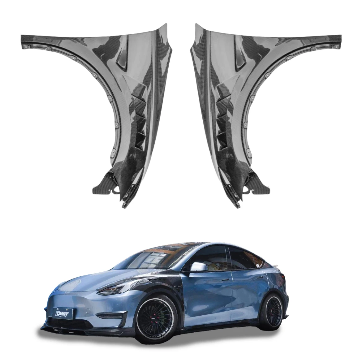 

Dry Carbon Fiber CMST Front Fender Body Kit For Model Y 21+ Upgrade Facelift Exterior Tuning Accessories