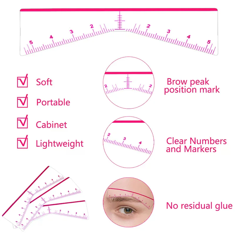Règle à sourcils jetable, autocollant auto-adhésif, Guide de Position de tatouage, maquillage Permanent, pochoirs de cartographie, outil, 20/25 pièces