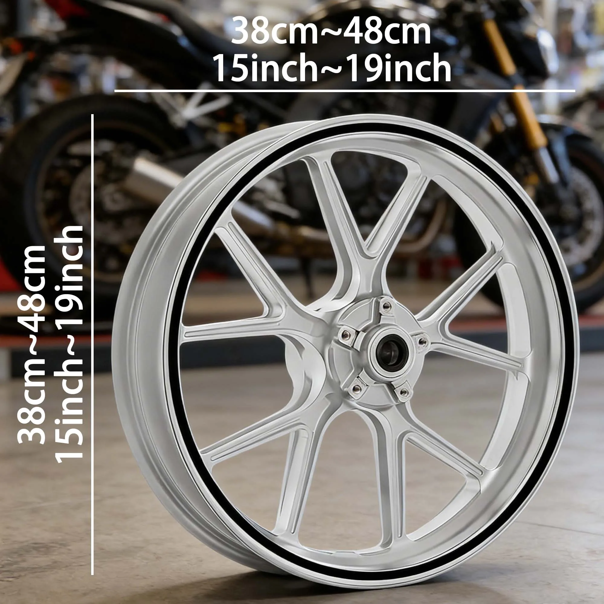 15PCS/1Set Racing Stripe Motorcycle Wheel Stickers Waterproof Durable for 15 16 17 18 and 19-inch Rims Modified Car Vinyl Decals