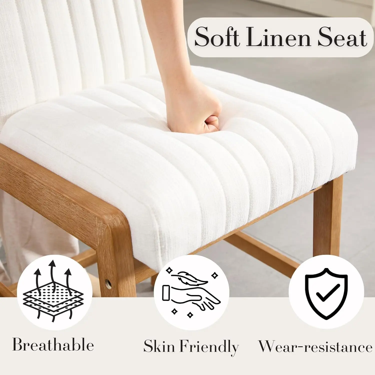 Heah-Yo Modern Upholstered Bar Stools Set Of 4, 26” Linen Counter Height Bar Stools With Back And Footrest,Bar Stools For