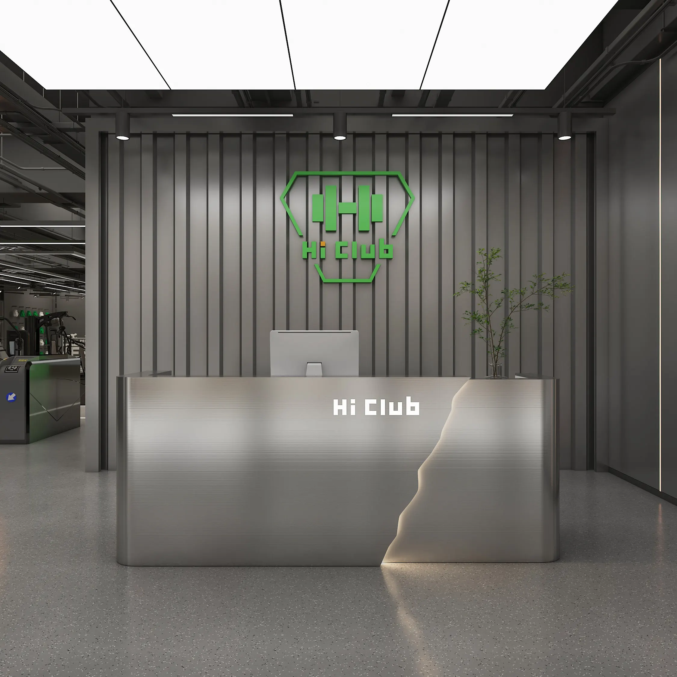 Gym Front Desk Dance Studio Checkout Page Barber Bar Arc Stainless Steel Bar Reception Desk