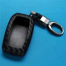 Silicone Carbon Fiber Car Remote Key Case Cover for Toyota RAV4 Crown Hilux Fortuner Camry Land Cruiser Shell Holder Chain