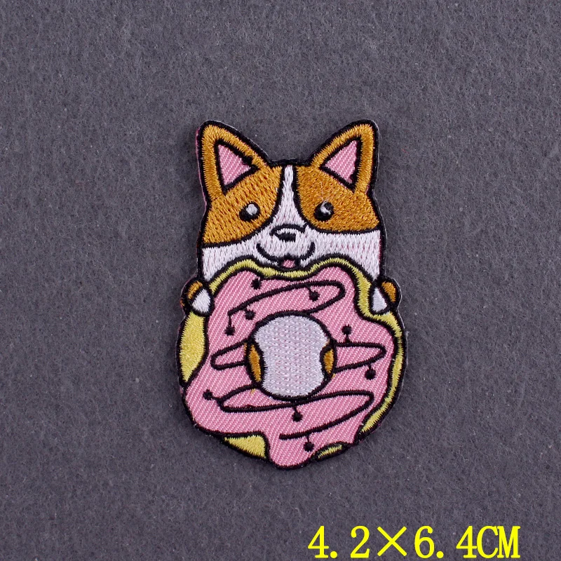 Cartoon Fox Corgi Patches On Clothes DIY Cute Animal Iron On Patches For Clothes Stripes Embroidery Patch Badges On Backpack