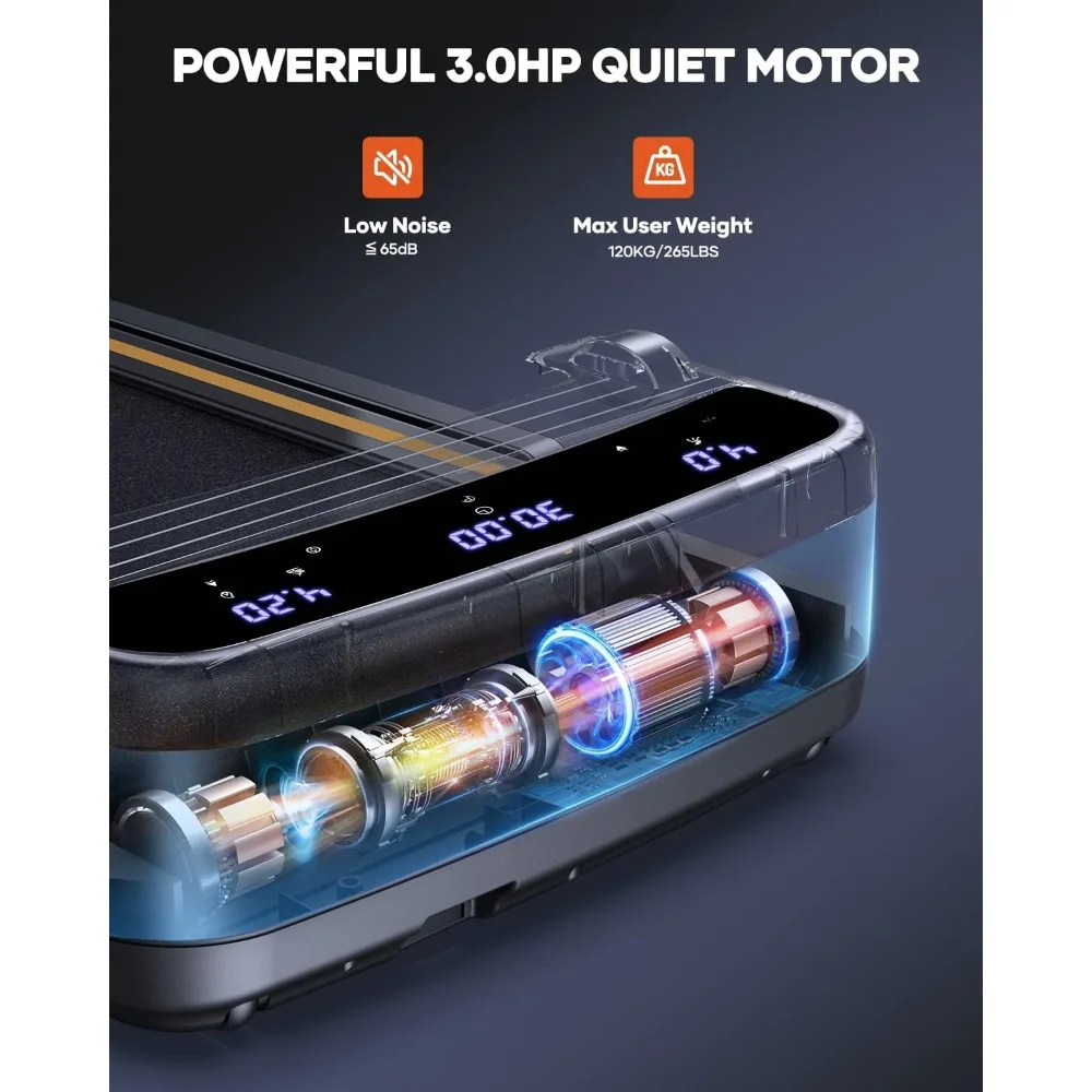 جهاز مشي مدمج قابل للطي بقوة 3.0 حصان، شاشات لمس LED مزدوجة، وسادة مشي للمنزل والمكتب وآلة الركض، تصميم قابل للطي تحت المكتب