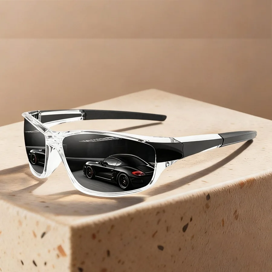 Modische Vintage-Sonnenbrille mit klarem Rahmen für Angeln, Autofahren, Sport, Herren und Damen, Laufen, Bergsteigen, Sport-Sonnenbrille