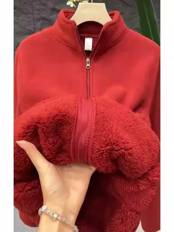 

Утепленная флисовая толстовка-куртка с воротником-стойкой, теплая повседневная верхняя одежда для осени и зимы, из смесового хлопка, на молнии