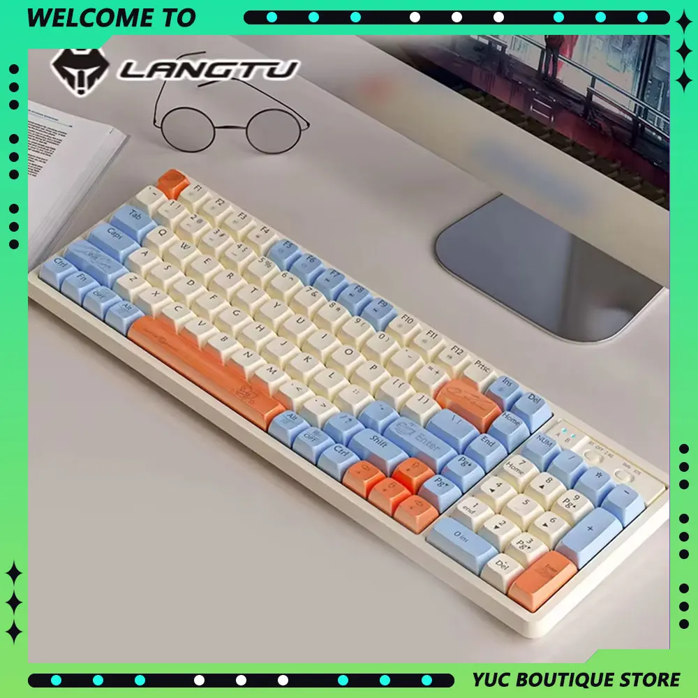 Langtu GK102 Gaming Wireless Keyboard Mechanical Bluetooth Multi Color Light Up Key  Keyboard For Computer Accessories 102 Keys