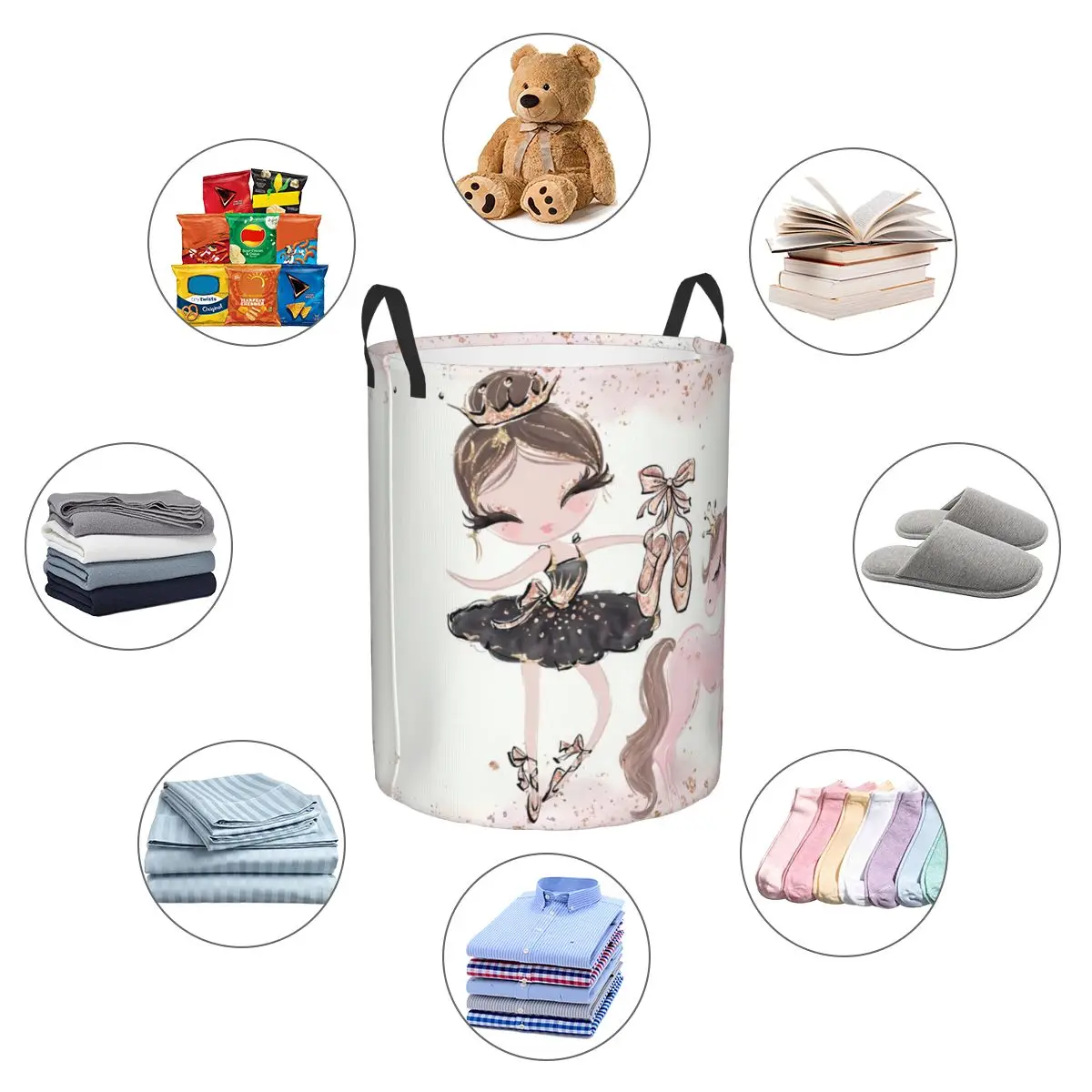 Custom Ballet Art Laundry Hamper Large Storage Basket Ballerina Dancer Girls Boys Toy Organizer