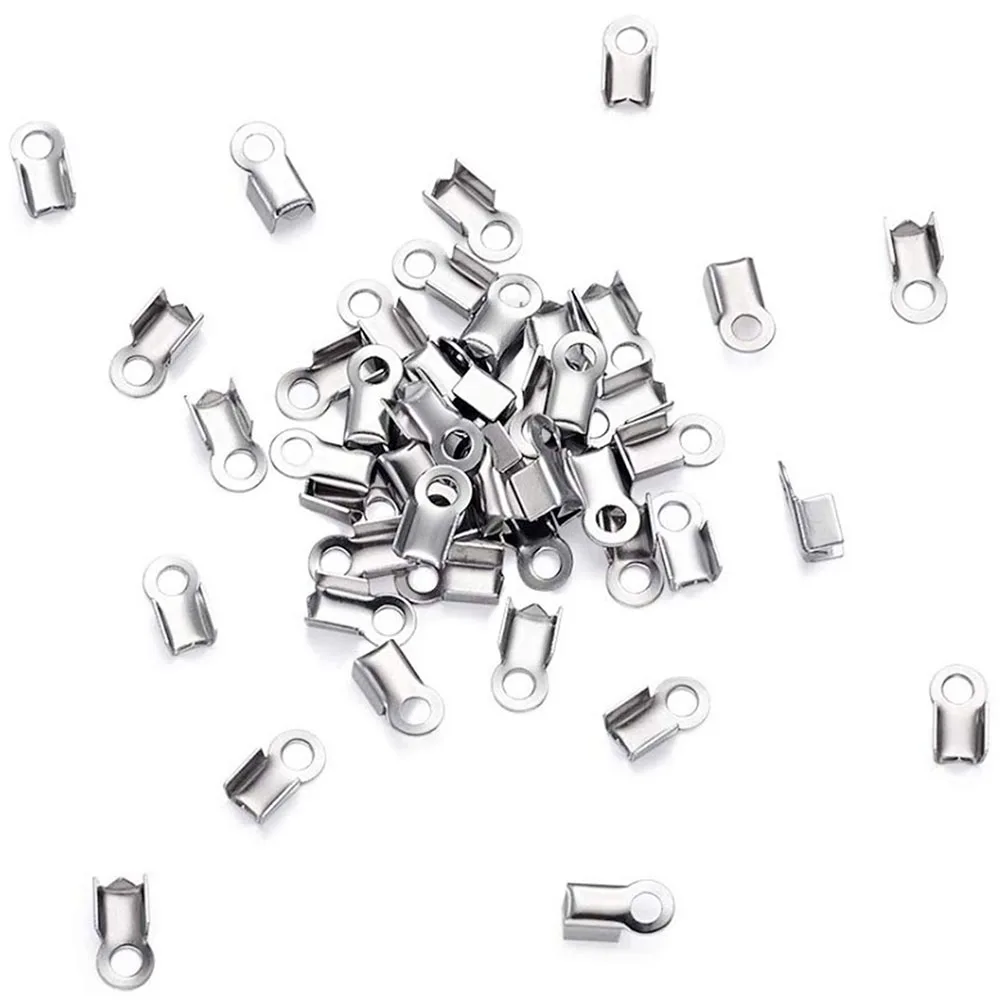 Großhandel Edelstahl-Seilketten-Kordel-Endkappen mit Crimp-Perlen, passend für 1/2/3mm Schmuckherstellung, DIY-Armband- und Halsketten-Verbindungsstücke – Detail 3